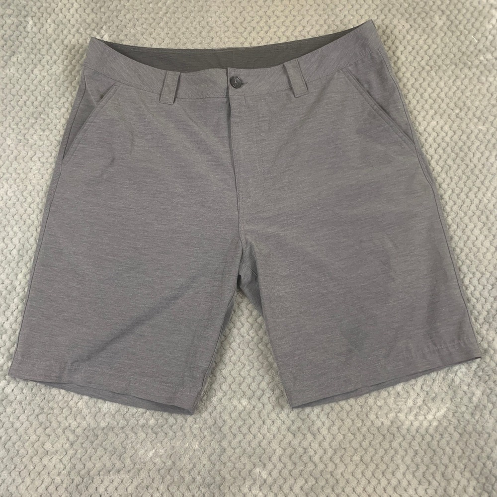 prAna Breathe Shorts Mens 36 Charcoal Gray Stretch Hiking Flat Front M31191496